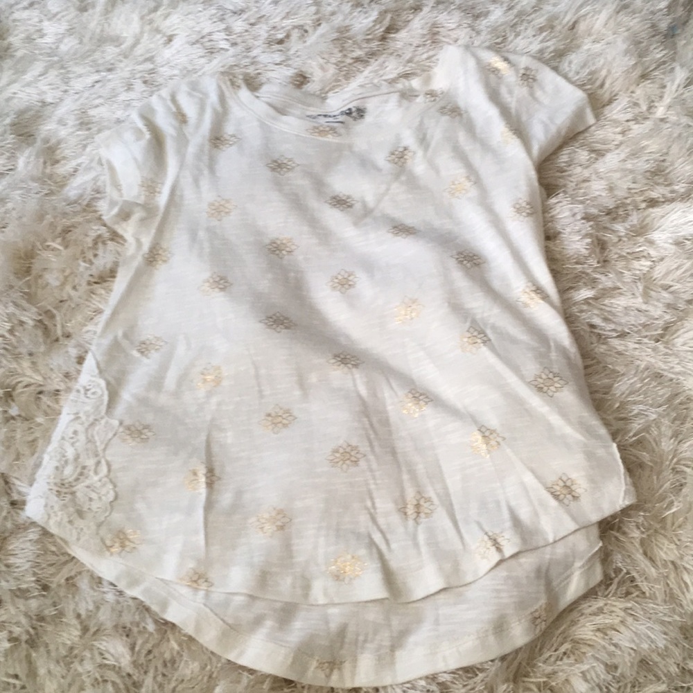 Gold trim white tee shirt